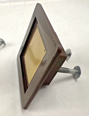 Vintage Mid Century Modern Drawer Pulls Large Square Plastic Metal Wood Hardware - Image 1 of 4