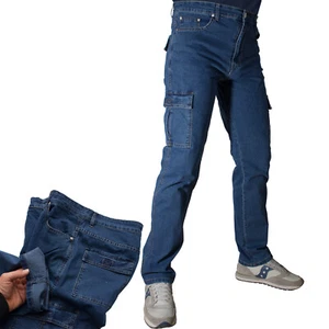 Jeans Cargo Uomo Pantalone Da Lavoro Con Tasche Laterali Tasconi Elasticizzato - Imagen 1 de 12