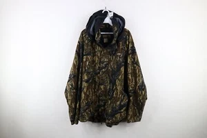 Vintage 90s Remington Mens XL Distressed Camouflage Fleece Hooded Parka Jacket - Picture 1 of 17
