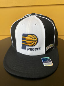 NEW REEBOK INDIANA PACERS FITTED HAT CAP RETIRED LOGO NBA HEADWEAR BLACK