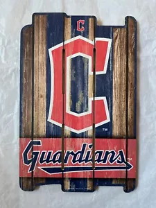 MLB Cleveland Guardians Sign 11x17 Wood Fence Style Team Colors NEW - Picture 1 of 2