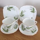 WINDSOR CHINA LILY OF THE VALLEY PAIR TRIOS.CUPS,SAUCERS,PLATES.