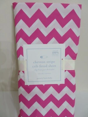 POTTERY BARN BABY CHEVRON STRIPE PINK & WHITE FITTED CRIB SHEET NEW - Image 1 of 2