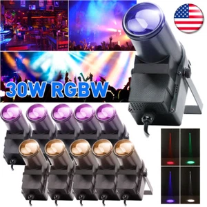10X 30W Mini LED RGBW Stage Lighting Spotlight Beam Pinspot Light DJ Disco Party - Picture 1 of 17