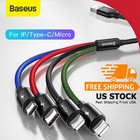 Baseus 4 in 1 USB to Type-c Micro Apple Charger Cable Fast Charging Data Cord