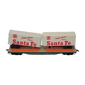 TYCO HO SCALE ATSF SANTA FE PIGGYBACK FLAT CAR SET - Picture 1 of 4