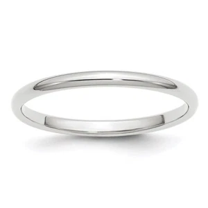 14k White Gold 2mm Half-Round Wedding Band Ring for Womens Size 5.5 - Picture 1 of 9