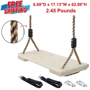 Wooden Swing Seat Hanging, Nostalgic Outdoor for Kids, Adults Height Adjustable - Picture 1 of 5