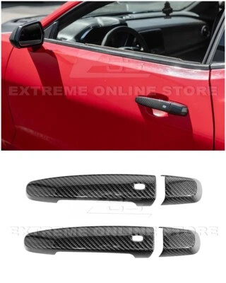 Накладной чехол на дверную ручку из углеродного волокна для Chevrolet Camaro 16-up в заводском стиле - Изображение 1 из 4