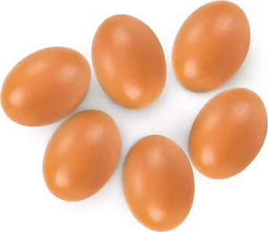 6 PCS Fake Eggs Easter Eggs for Craft Nest Eggs Brown Wooden Eggs for Laying Chi - Picture 1 of 12