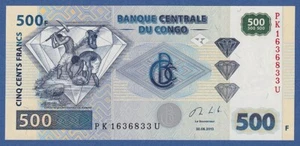 CONGO DEMOCRATIC REPUBLIC -- 500 FRANCS ( 2013 ) -- UNC -- G&D -- PICK 96b - NEW - Picture 1 of 2