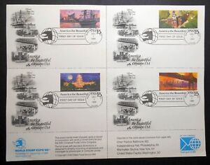 1989 World Stamp Expo Sc UX142a UX139-UX142 sheet of 4 with ArtCraft cachet