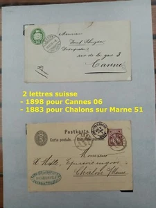 Switzerland 2 letters - 1898 Cannes 06 & 1883 Chalons sur Marne 51 - Picture 1 of 24