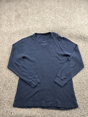 Camisa Térmica Eddie Bauer Para Hombres XL Azul Manga Larga Tejido Gofre Algodón Cuello Redondo Foto 1 de 4