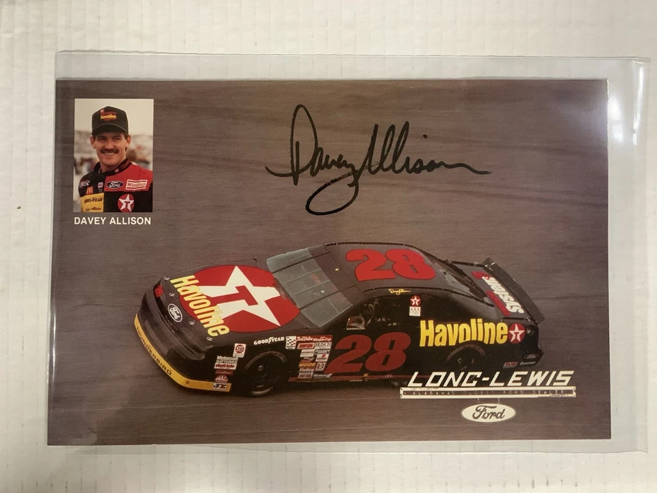 Foto autografiada de Davey Allison, NASCAR Texaco Havoline #28 Foto 1 de 1