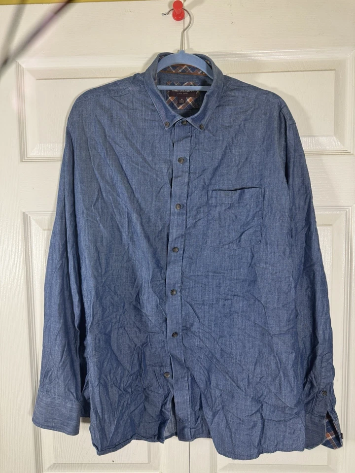 Johnson & Murphy Camisa Denim Azul Marino Talla XL Hombre Algodón/Tencel Manga Larga Foto 1 de 4