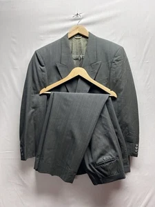 Traje Henry Grethel Hombre 42 R, 38” Cintura Vintage Doble Pecho Gris Rayas  - Imagen 1 de 16