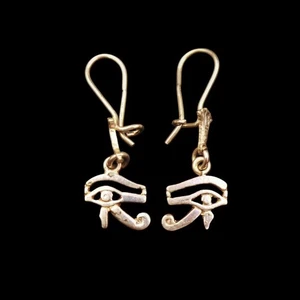 Amazing DANGLE Silver Earrings Ancient Egyptian Eye of Horus "Protection Symbol" - Picture 1 of 2