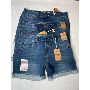 NWT Hippie Girl Regular Midi Rise Denim Shorts Super Stretch Size 14 Set Of 3 - Picture 1 of 6