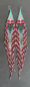 Boho Western Style Tribal Seed Bead Beaded Earrings Fringe Tassel Extra Long - Picture 1 of 4