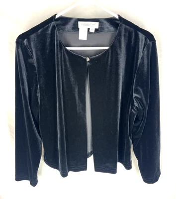 Top de terciopelo COLDWATER CREEK talla L negro 1 botón romántico Y2K Fairycore Ditzy Foto 1 de 4