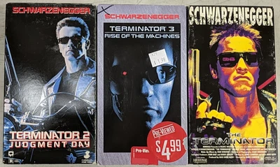 VHS Set Terminator Terminator 2 Judgement Day Terminator 3 Rise Of The Machin X3 - Image 1 of 4