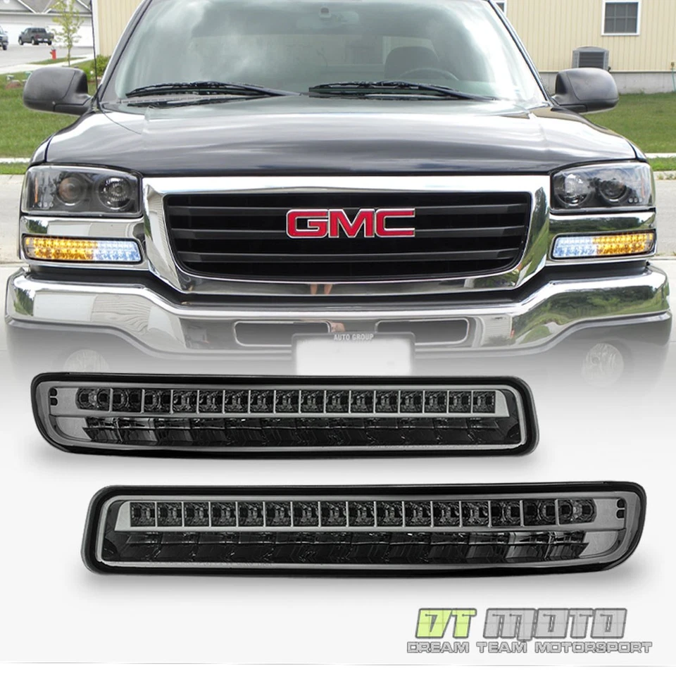 [Smoke Lens] 1999-2006 GMC Sierra Yukon Amber/White Signal Parking Bumper Lights - Image 1 of 1