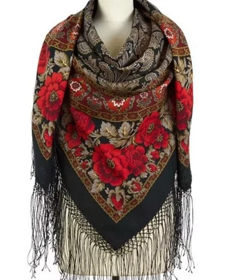 58” Scarf winter women merino wool Russia wrap fall green big shawl woman 1976 - Image 1 of 4