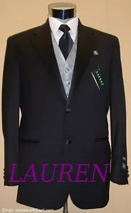 New RALPH LAUREN Black Wool 2 Button Tuxedo & FREE Vest/Bow NOT a Rental $599Ret - Picture 1 of 2