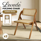 Levede 2x Dining Chairs Foldable  Accent Wooden Chair Rattan Furniture Lounge