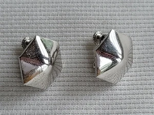Vintage CLIP-ON OHRRINGE silberfarben "Sechseck" Form Metall Schraubverschluss - Bild 1 von 7
