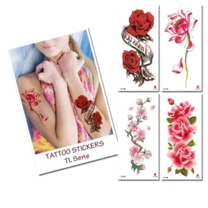 4 Sheets Temporary Tattoo Stickers Waterproof Cherry Prunus Flower Arm Body Art - Picture 1 of 5