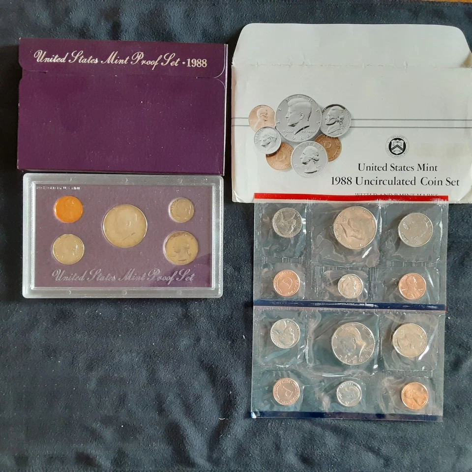 1988 U.S Mint Proof Set AND 1988 Uncirculated U.S Mint Coin set!  NICE PAIR!!! - Image 1 of 1
