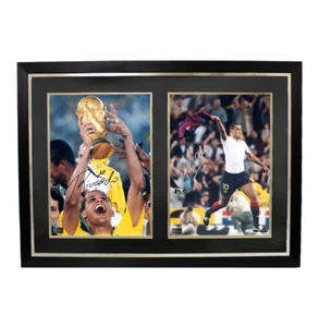 Rivaldo Brazil & Rivaldo FC Barcelona Signed Photos In Dual Photo Frame - Picture 1 of 3