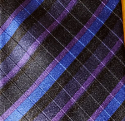 STEFANO RICCI ~ 男式丝绸领带 ~ INDIGO、紫色、蓝色 ~ 条纹 ~ 62 英寸 XL 长 — 第 1/4 张图片