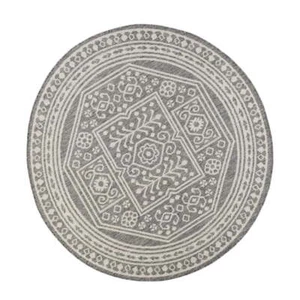 6' 6" Round Gray Medallion Outdoor Area Rug - Picture 1 of 6