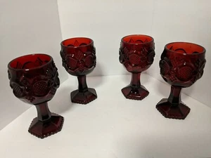 Avon Ruby Red Cape Cod Small Goblet Glasses -set Of 4- Vintage - Imagen 1 de 7