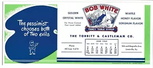 1957 BOB WHITE, TABLE SYRUP BLOTTER - Picture 1 of 2