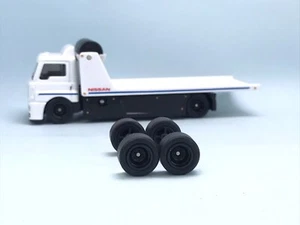 R210 Hot Wheels 1/64 Set Real Riders# Steelie Black 12mm, Long axle Rubber wheel - Picture 1 of 4