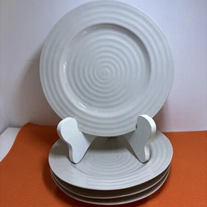 4 Sophie Conran Portmeirion Biscuit Beige Salad Plates Set Of 4 Swirl Design - Picture 1 of 9