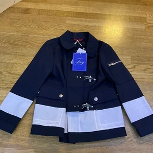 Designer - Fay Junior Stripe Navy Coat Nautical Yacht Sailor Breton Age 4 - Picture 1 of 14