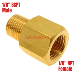 BSP-NPT Adapter 1/8" Male BSPT to 1/8" Female NPT Brass Pipe Fitting Euro to US - Imagen 1 de 5