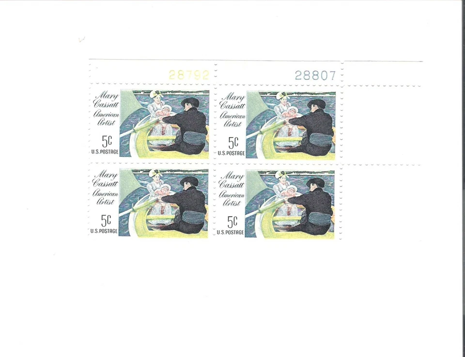 Scott  # 1322 US  Mary Cassatt Plate Block  Free Ship   M/NH O/G - Image 1 of 1