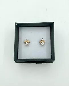 Hermosos aretes y respaldos de ángel de oro de 14k y circonita cúbica - Imagen 1 de 6