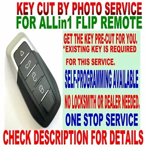 KEY CUT BY PHOTO F-STYLE FOR 2003-07 HUMMER H2 FLIP REMOTE CHIP IMMOBILIZER FOB - Picture 1 of 7