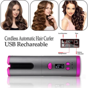 Automatic Hair Curler Curling Iron Wireless Ceramic USB Rechargeable With LED  - Picture 1 of 10