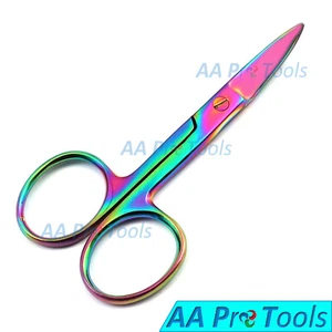 1Pc Eyelash Extension Scissors 3.5" Curved Multi-Color Eyebrow Hair Removal Tool - Picture 1 of 3