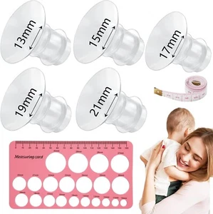 Breast Pump Flange Inserts with Soft Ruler & Nipple Ruler, 5 Sizes (13-21Mm) Sil - Picture 1 of 14