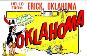 OK, Erick OKLAHOMA LARGE LETTER CHROME Greetings BECKHAM COUNTY 1967 Postcard - Picture 1 of 2