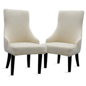 Stretch Wingback Side Chair Slipcover-Accent Chair Cover Slipcover 2 Beige - Picture 1 of 7